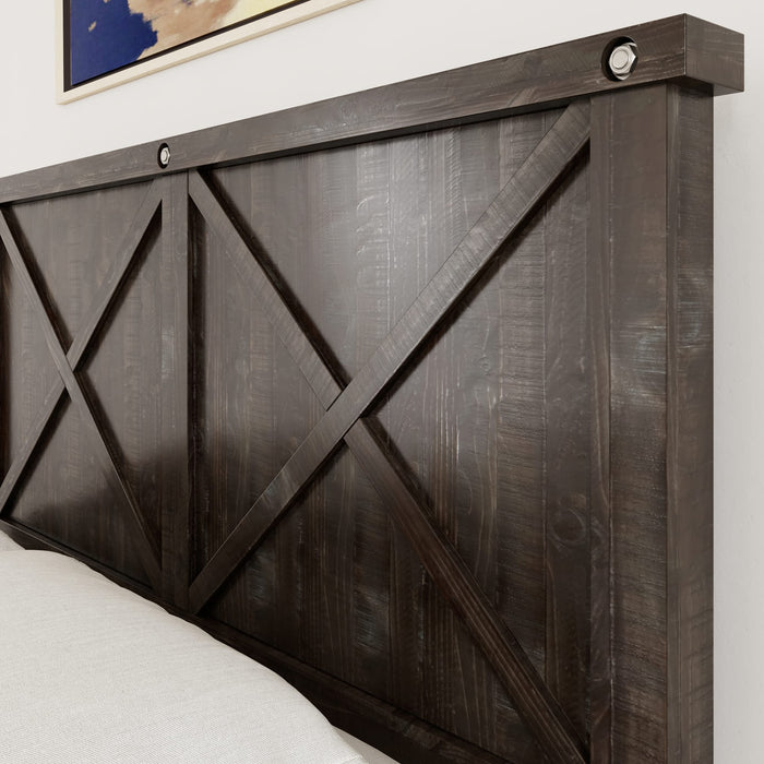 Modus Furniture Yosemite Upholstered Wood Panel Bed in Cafe  7YC9P  Image 5