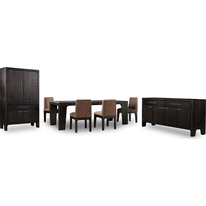 Modus Furniture Zamba Chenille Upholstered Acacia Wood Dining Chair in Pineapple and Jaguar 655450480577 UKXT64 Image 8