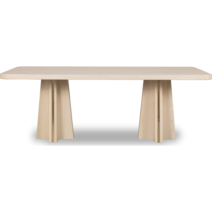 Modus Furniture Zinnia Ash Wood Double Pedestal Dining Table in White Sand 655450463952 RSTP60 Image 2