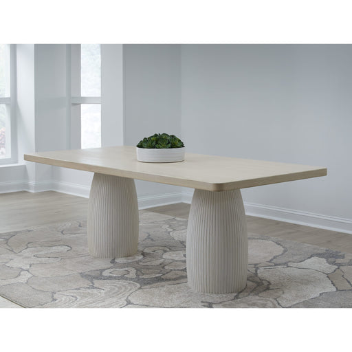 Modus Furniture Zinnia Plaster Base Wood Top Dining Table in White Sand and Ivory 655450463983 RSTP61 Main Image