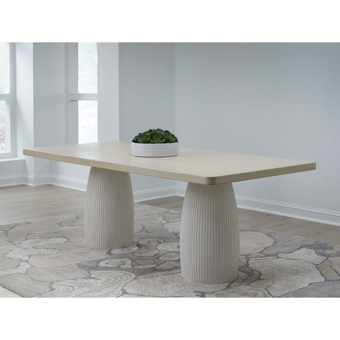 Modus Furniture Zinnia Plaster Base Wood Top Dining Table in White Sand and Ivory 655450463983 RSTP61 Main Image