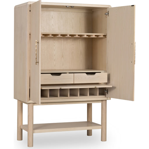 Modus Furniture Zinnia Two Door Ash Wood Bar Cabinet in White Sand 655450464058 RSTP80 Image 5