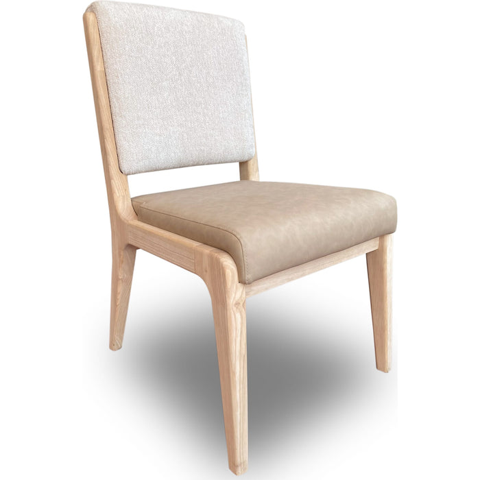 Modus Furniture Zinnia Upholstered Dining Chair in White Sand, Buttermilk Leather and Dune Chenille 655450464034 RSTP65 Image 1