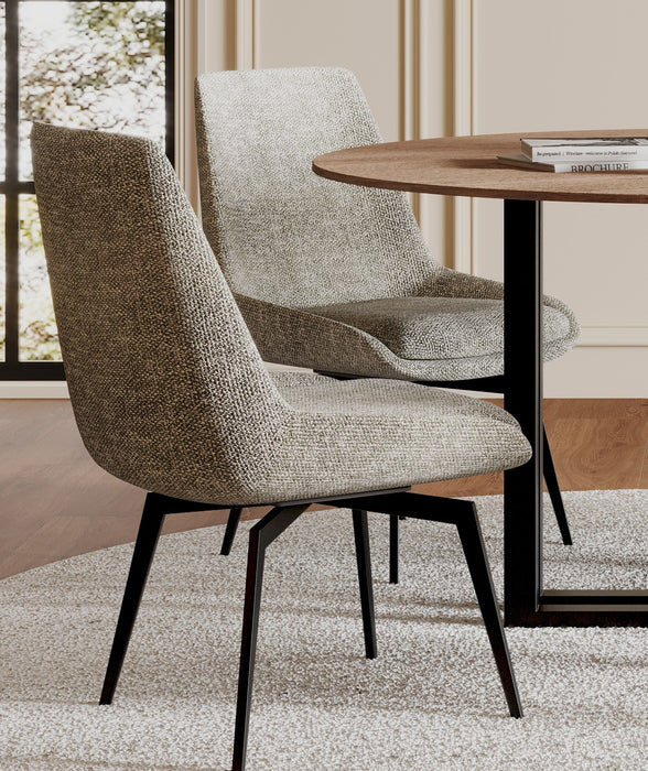 CEO 180 Degree Return Swivel Upholstered Dining Chair in Beige