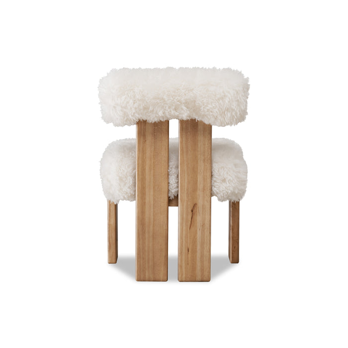 Nia Dining Accent Chair in Sheepskin and Lioness