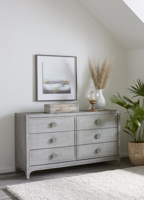 Boho Chic Six-Drawer Dresser in Washed White