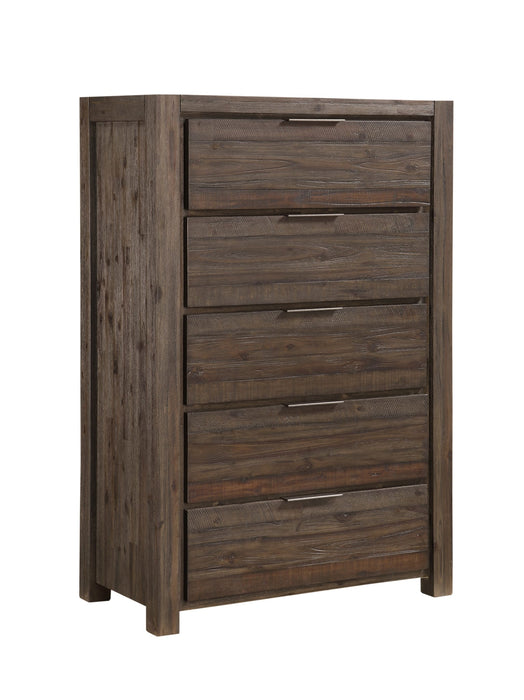Savanna Five Drawer Solid Wood Chest in Coffee Bean
